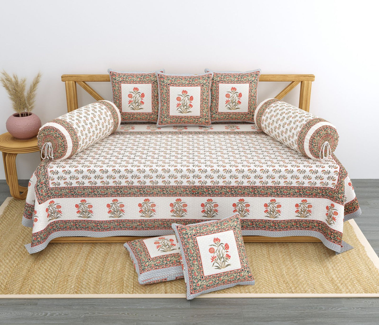 premium quality jaipuri gold diwan set (8 pcs set)