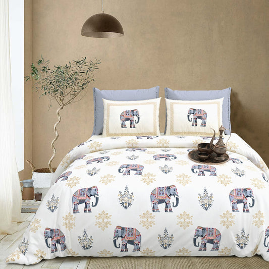 Elephant Print Jal Mahal Bedsheet Pure Cotton Super King Bedsheet