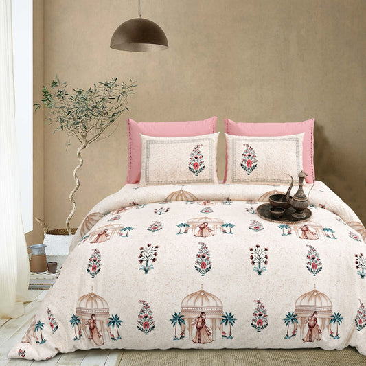 Jal Mahal Pure Cotton Super King Bedsheet | Luxora Luxe