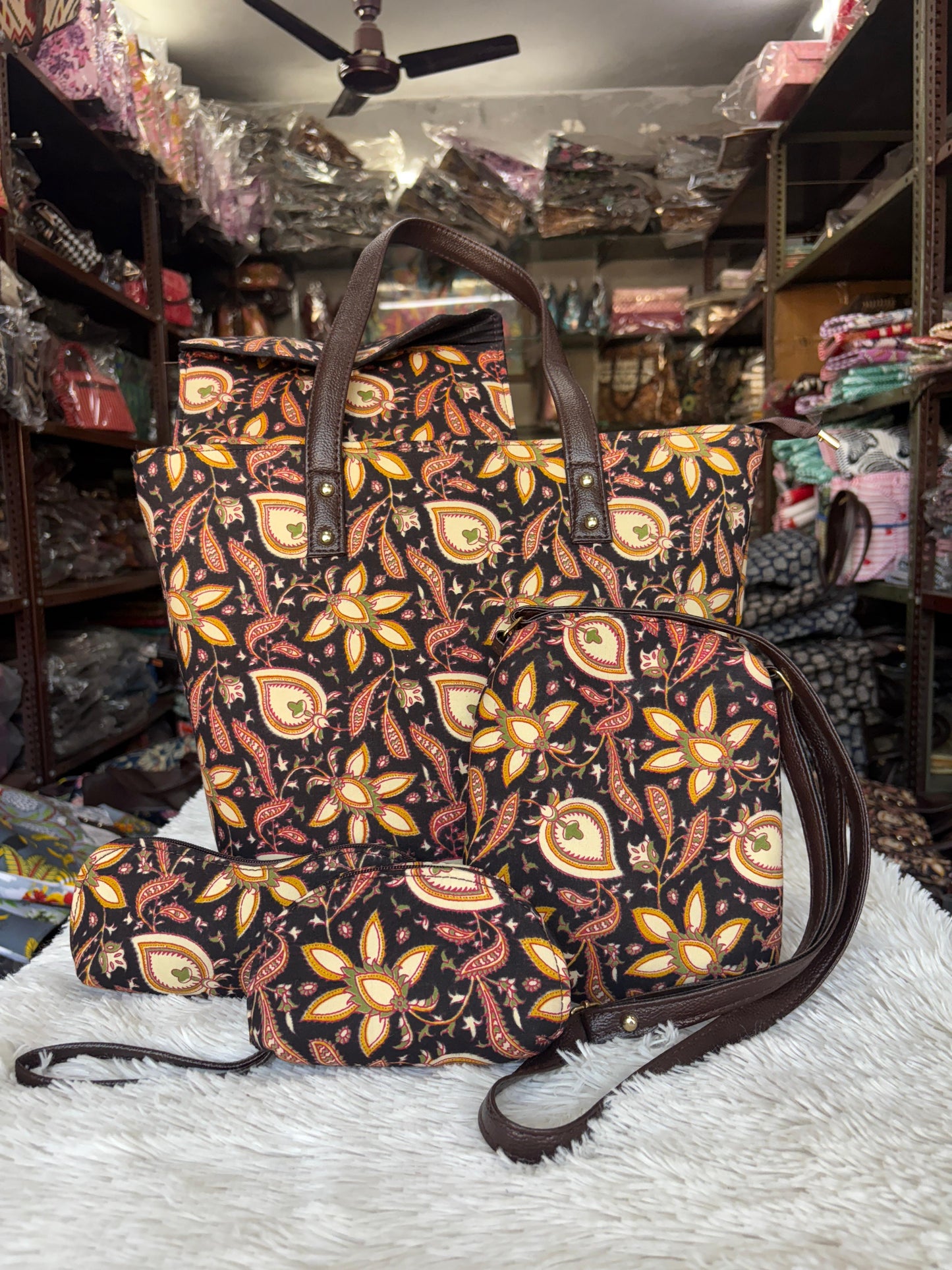 jaipuri special floral handbag combo set (5 Pcs)