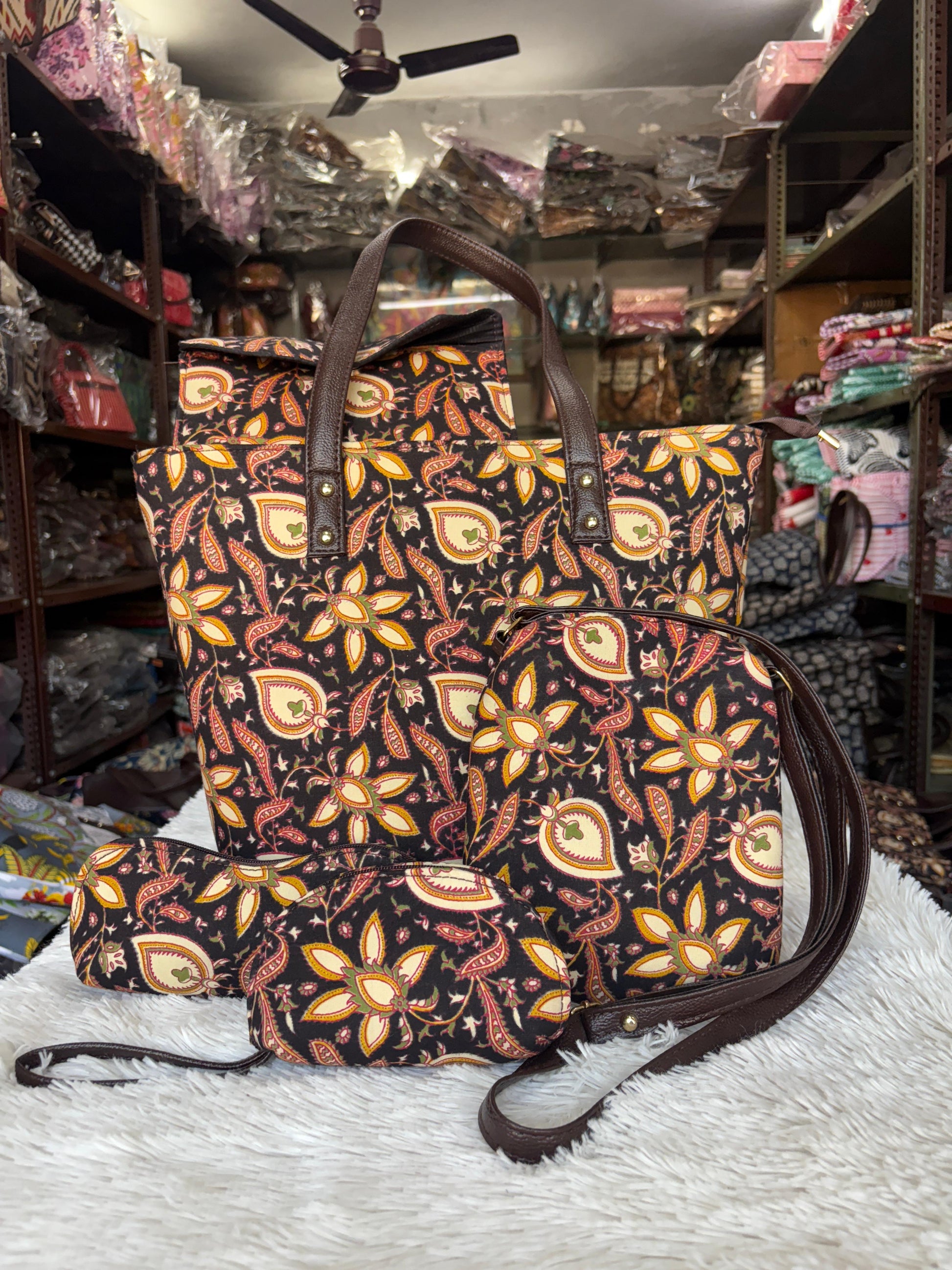 jaipuri special floral handbag combo set (5 Pcs)