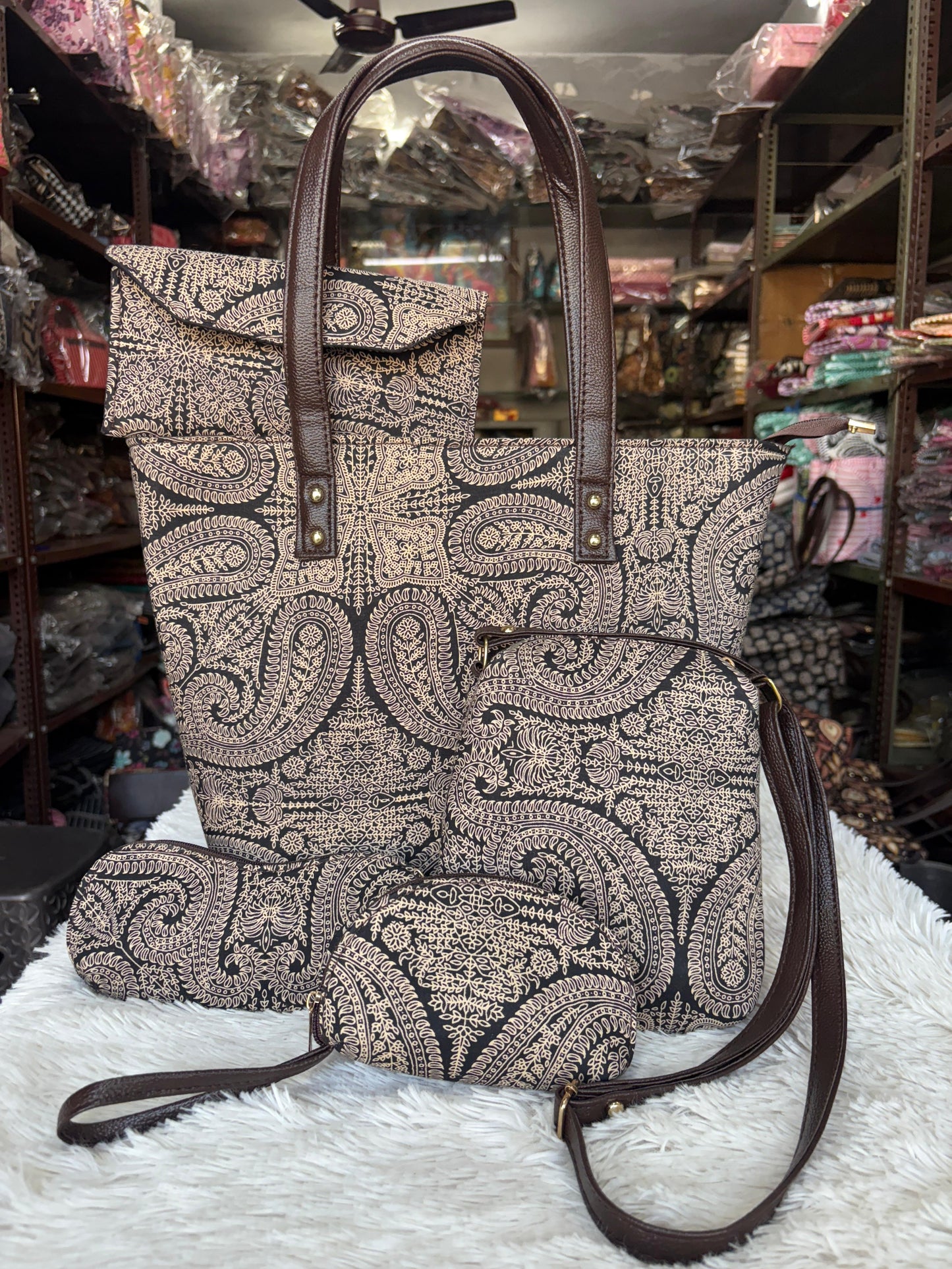 premium jaipuri handbag combo set - 100% colour fast with cotton fabric