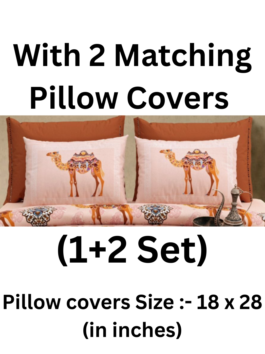 Comes With 2 Matching Pillow Covers  (1+2 Set)