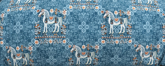 close view blue horse print
pure cotton bedsheet