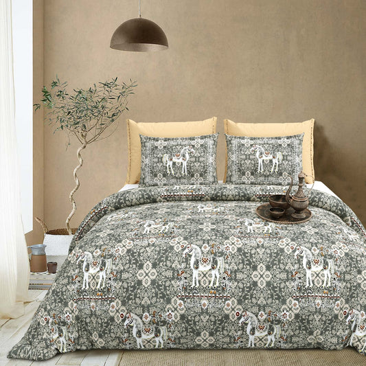 Royal Horse Print Bedsheet | 500 TC Super King Pure Cotton